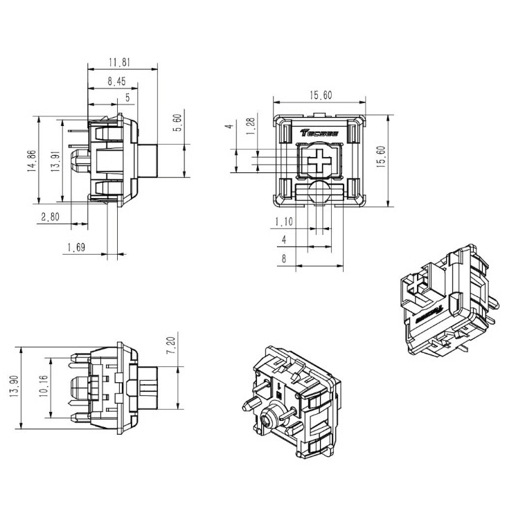 Tecsee Pudding Medium Tactile Switch(イエロー/タクタイル/5pin/63.5g/5pcs)