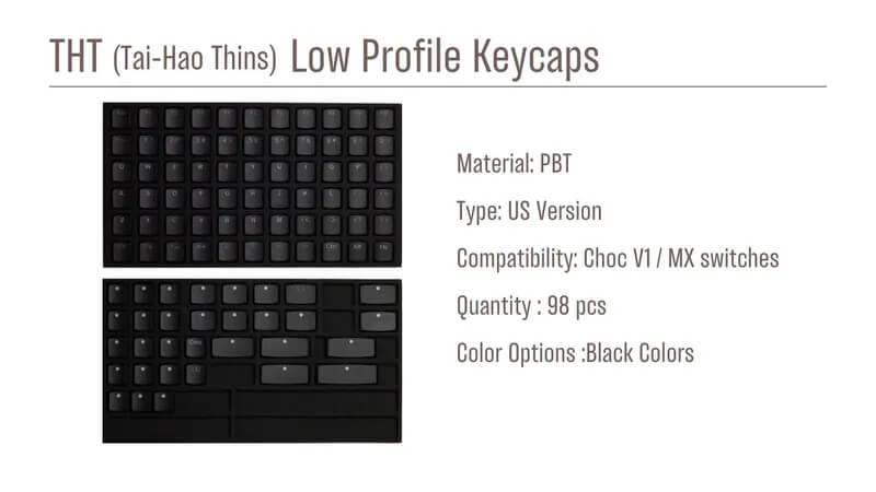 THT (Tai-Hao Thins) 98Key ロープロキーキャップセット(PBT/MX/ブラック)