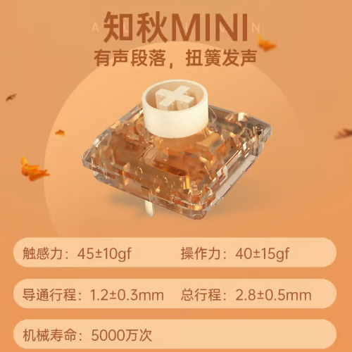 Kailh Autumn MINI ChocV2 ロープロファイルスイッチ（クリッキー/40gf(O)/5個）