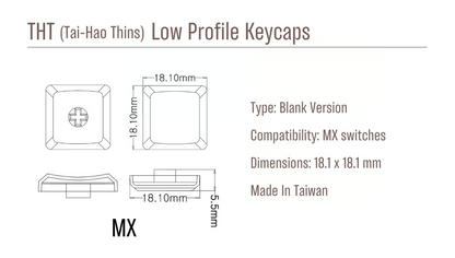 THT（Tai-Hao Thins）ロープロファイルキーキャップ 1.5U（MX用/ホワイト/1個）