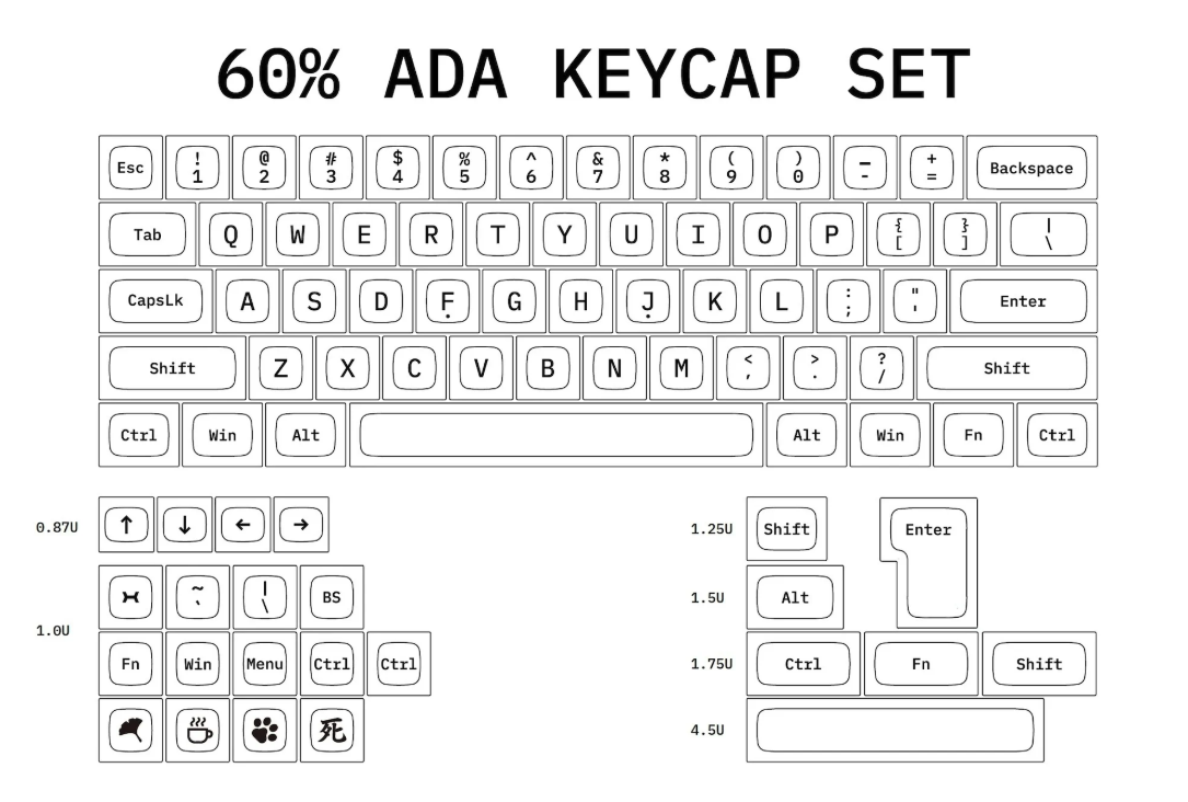 TEX ADA 60% double shot Keycap set