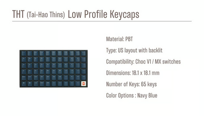 THT (Tai-Hao Thins) ロープロファイルキーキャップセット（PBT/MX/ネイビーブルー）