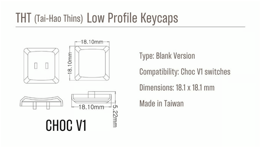 THT（Tai-Hao Thins）ロープロファイルキーキャップ（ChocV1用/ホワイト/1個）