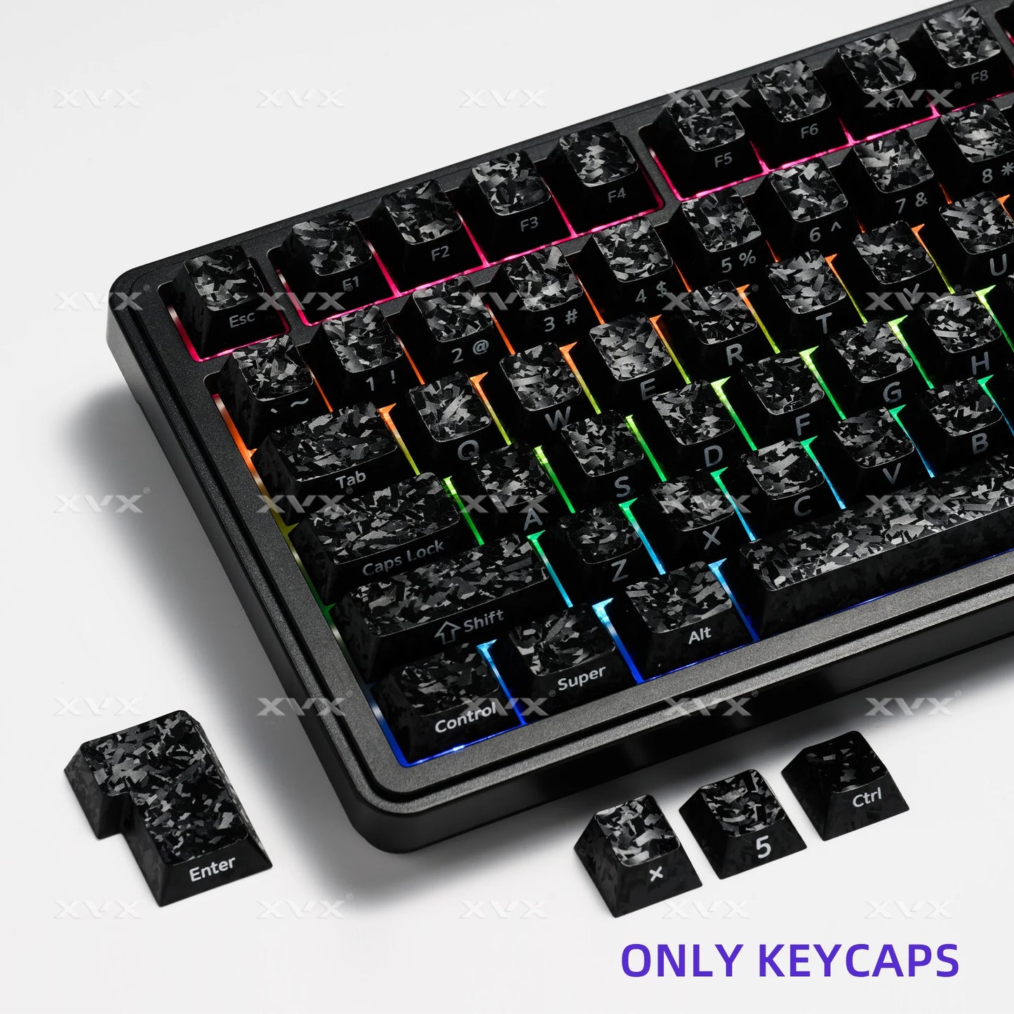 XVX Forged Carbon-Look Cherry Profile Keycaps Set 119-key（Base Kit）