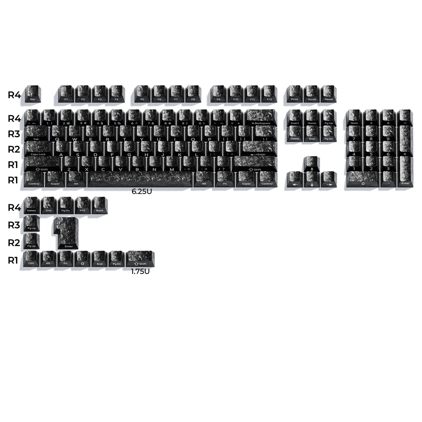 XVX Forged Carbon-Look Cherry Profile Keycaps Set 119-key（Base Kit）