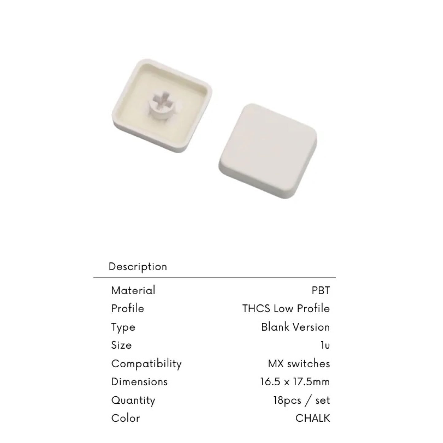 THCS（Tai-Hao THCS）ロープロファイル キーキャップ（MX用/Chalk（ホワイト）/1個）