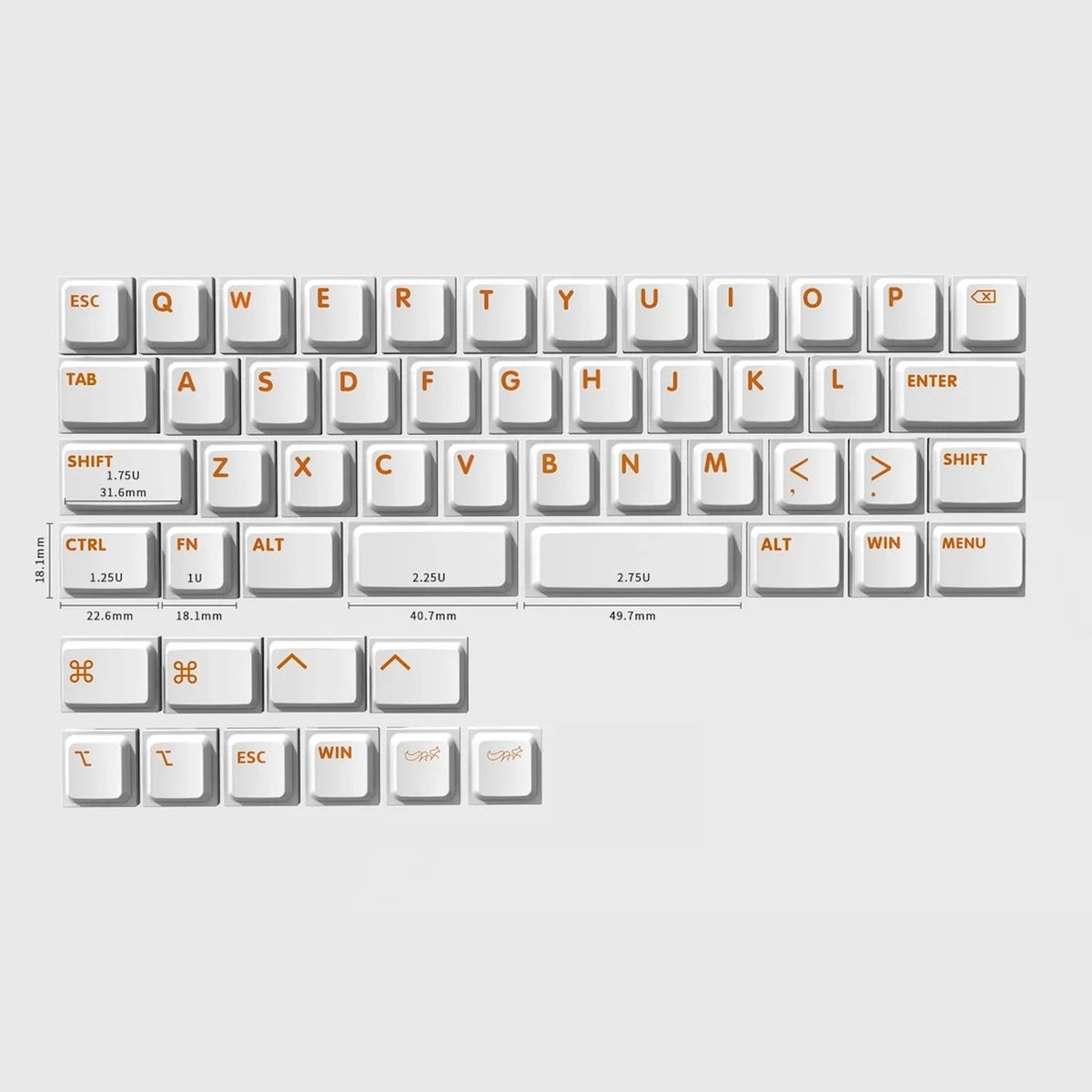 Chosfox Init40 LAK Original Keycap Set（PBT/ホワイト）