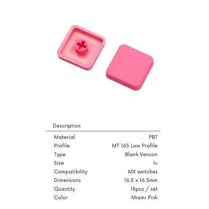 MT 165（Tai-Hao MT 165）ロープロファイル キーキャップ（MX用/Miami Pink（マイアミピンク）/1個）