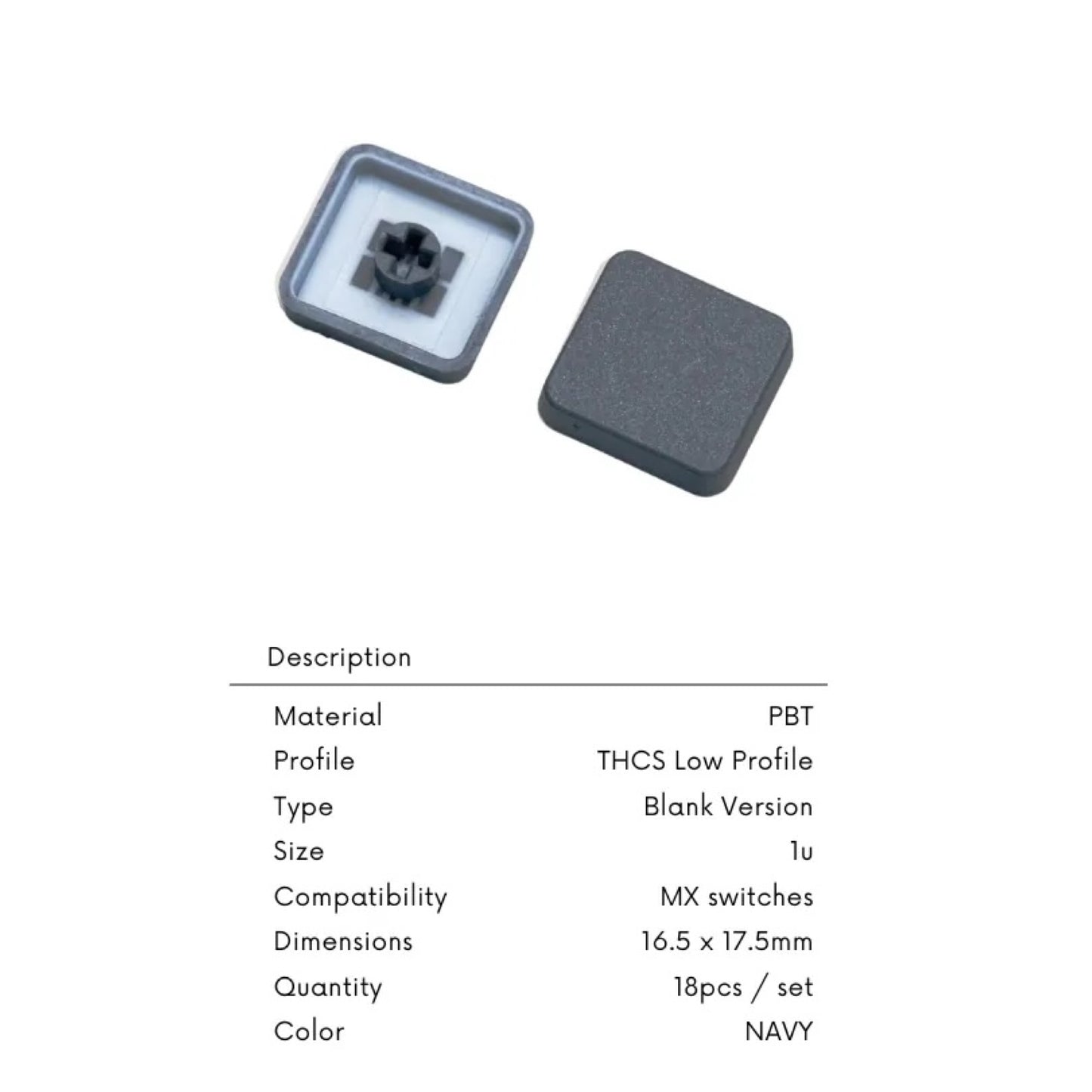 THCS（Tai-Hao THCS）ロープロファイル キーキャップ（MX用/Navy（ネイビーグレー）/1個）