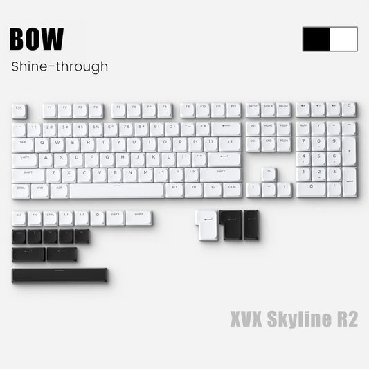 XVX Skyline R2 ロープロファイル PBT ダブルショット キーキャップセット（BOW（ホワイト）127キー）