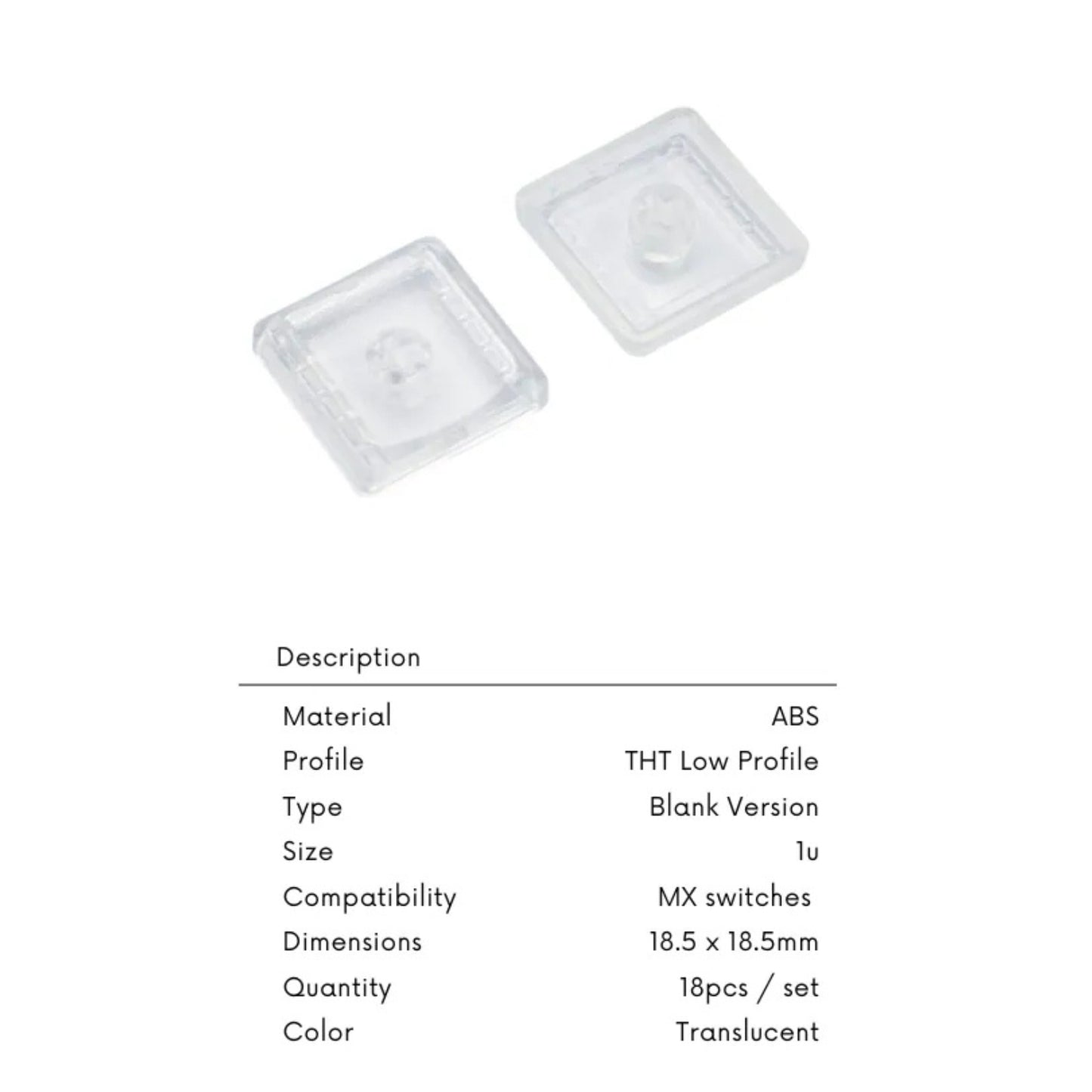 THT（Tai-Hao Thins）ロープロファイル キーキャップ（MX/ABS/マットクリア/1個）