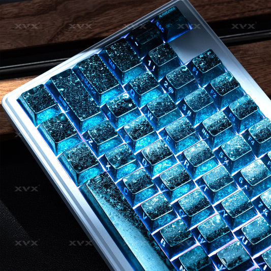 XVX Foil series Shine-Through Double-Shot Dye-Sub Cherry Profile Keycap Set（Titanium）