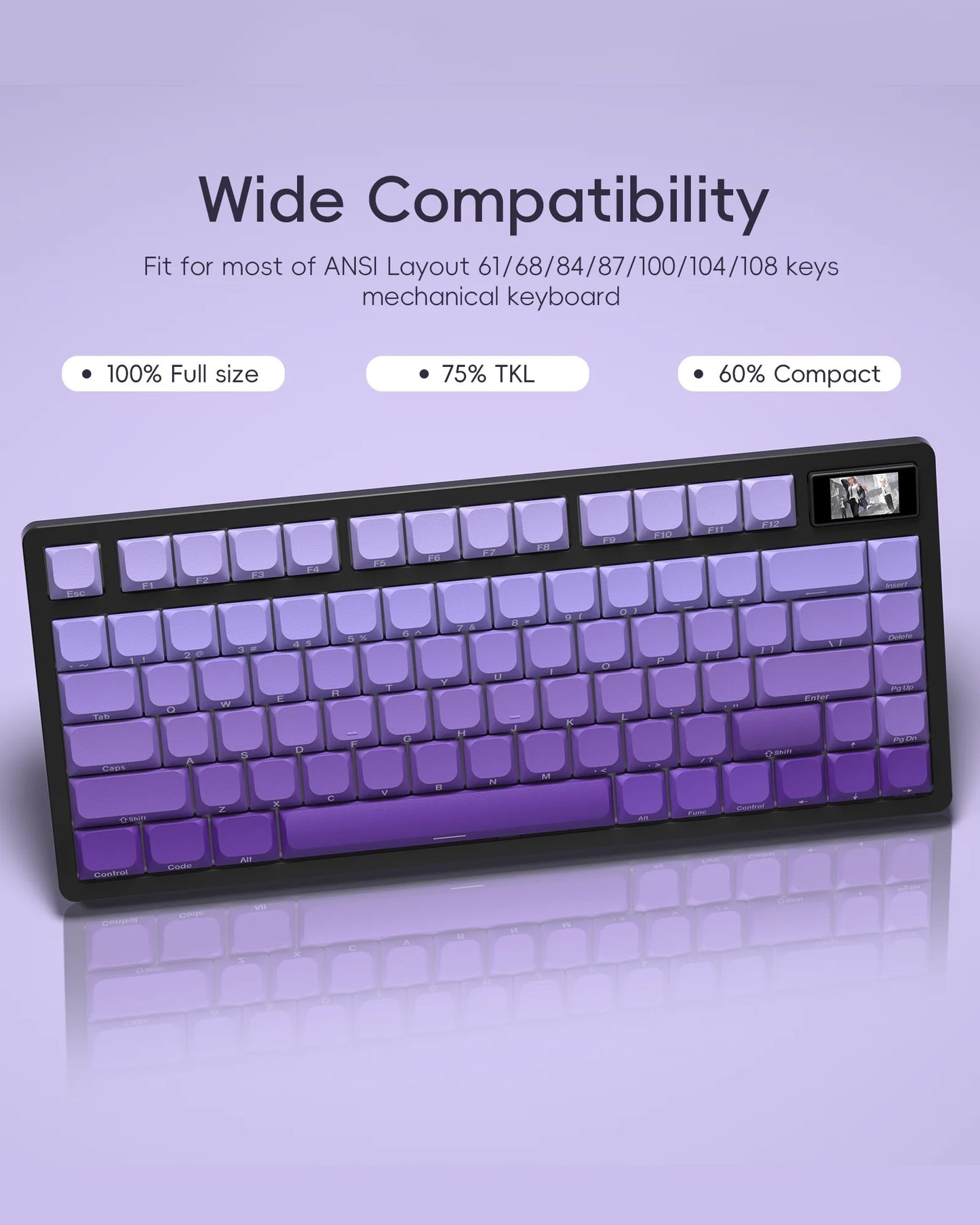 XVX Slope Low Profile Side-Printed Keycaps Set Purple Abyss（PBT/131キー）