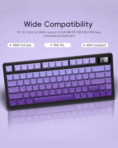 XVX Slope Low Profile Side-Printed Keycaps Set Purple Abyss（PBT/131キー）