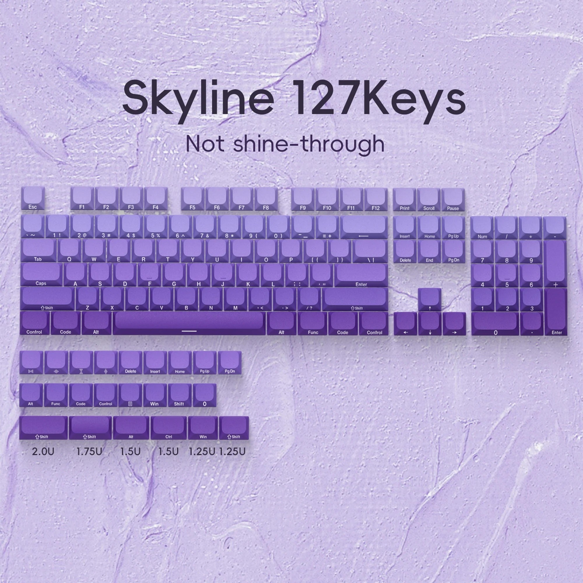XVX Slope Low Profile Side-Printed Keycaps Set Purple Abyss（PBT